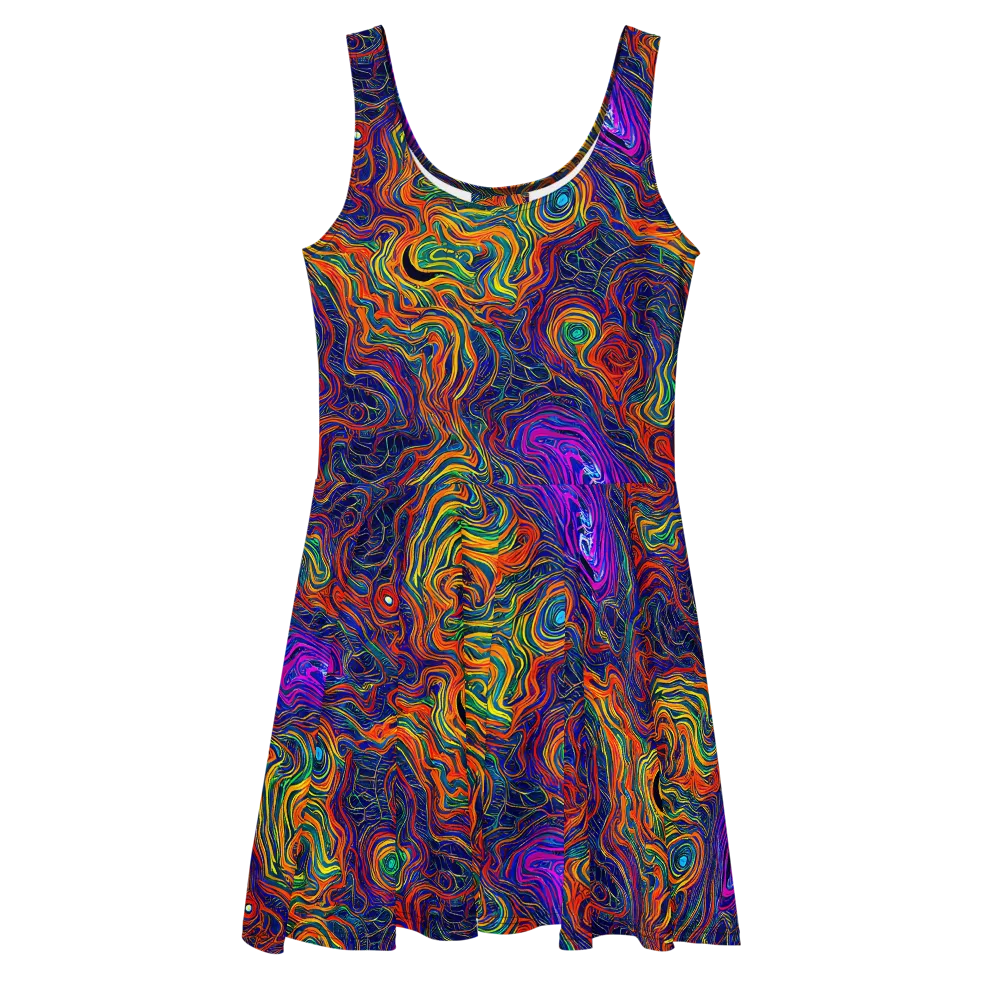 Neon Contours on Skater Dress — Front