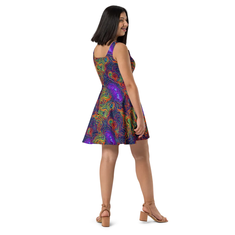 Neon Contours on Skater Dress — Right