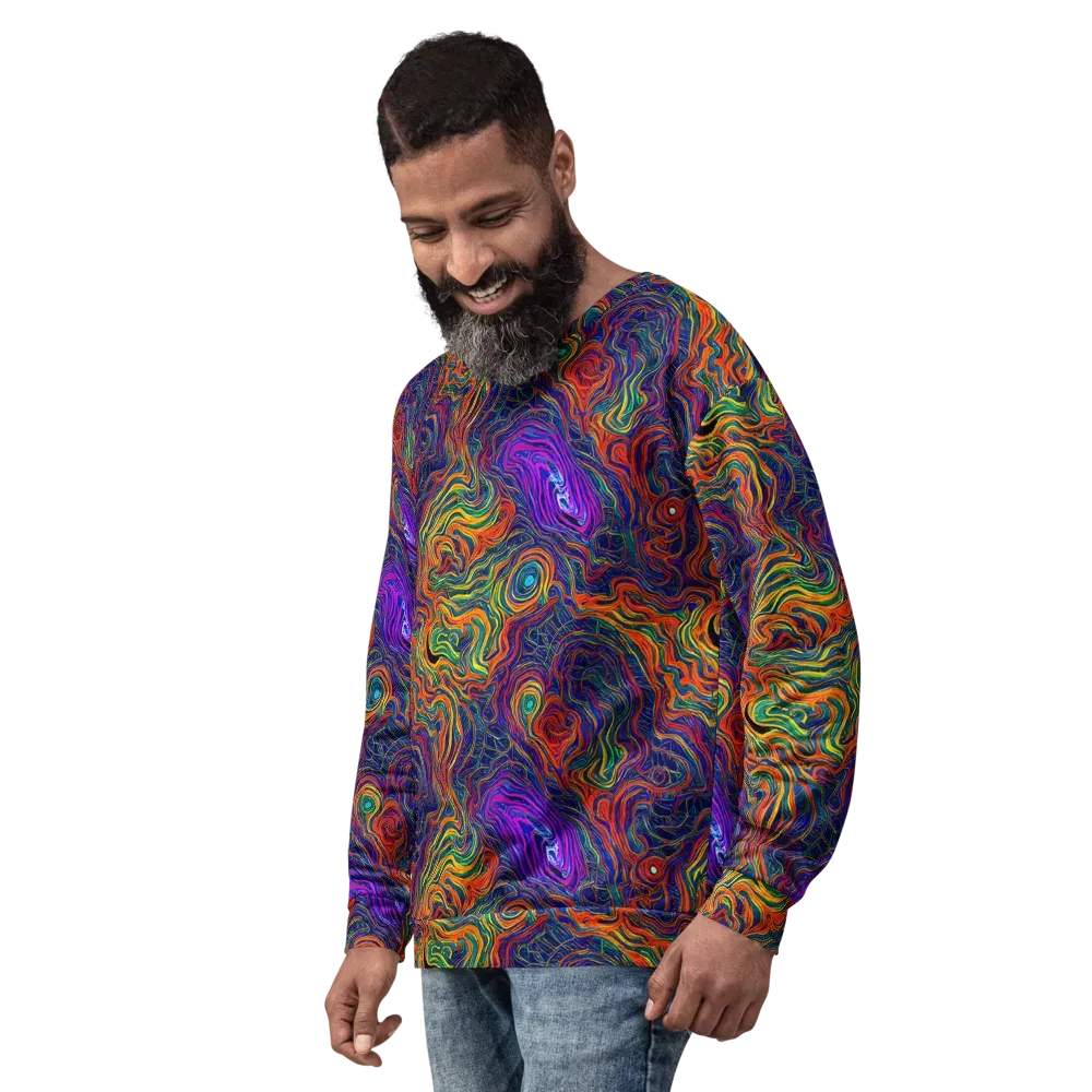 Neon Contours on Sweatshirt — Left Front