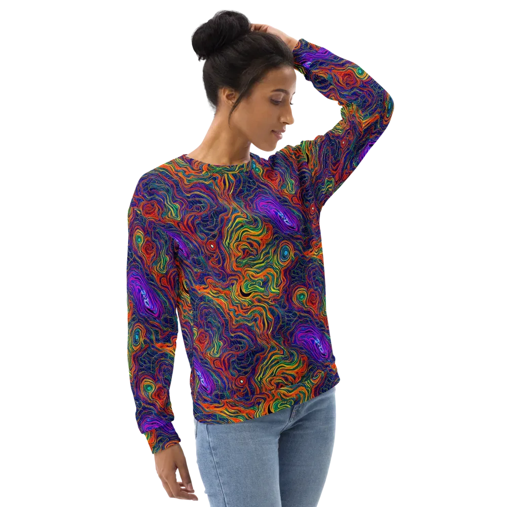 Neon Contours on Sweatshirt — Right Front