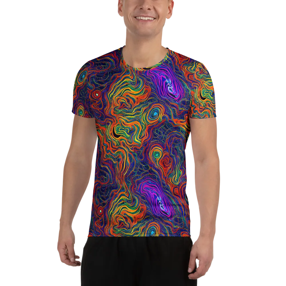 Neon Contours on Men's Athletic T-Shirt — Front