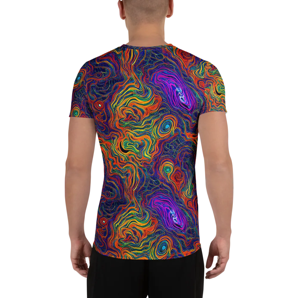 Neon Contours on Men's Athletic T-Shirt — Back