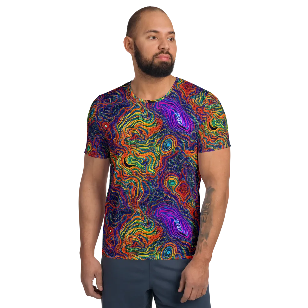 Neon Contours on Men's Athletic T-Shirt — Front