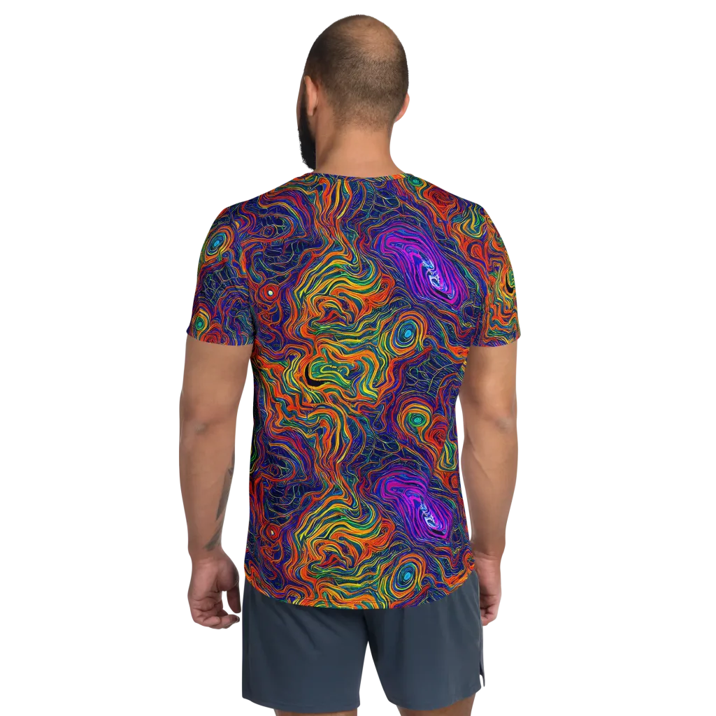 Neon Contours on Men's Athletic T-Shirt — Back