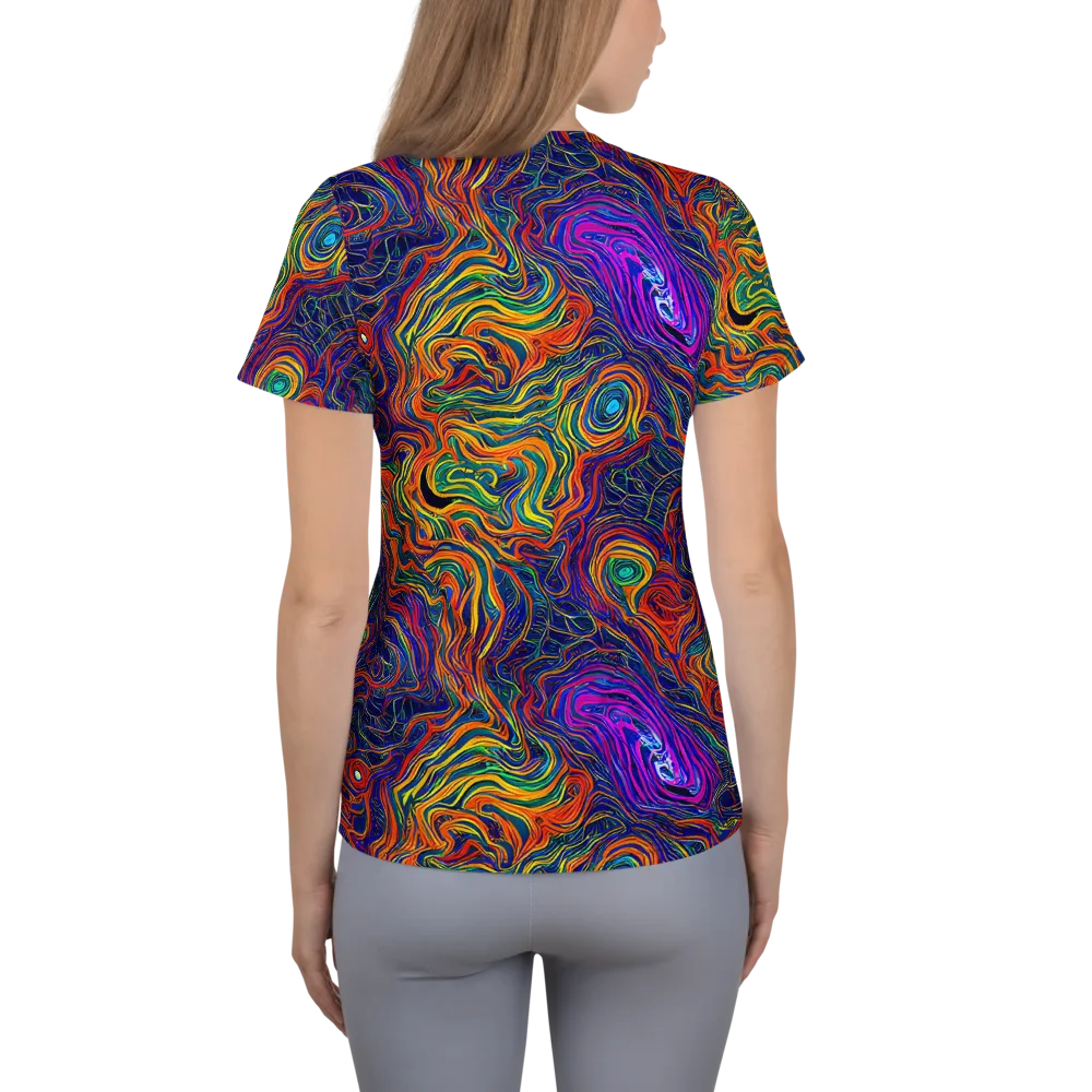 Neon Contours on Women's Athletic T-Shirt — Back