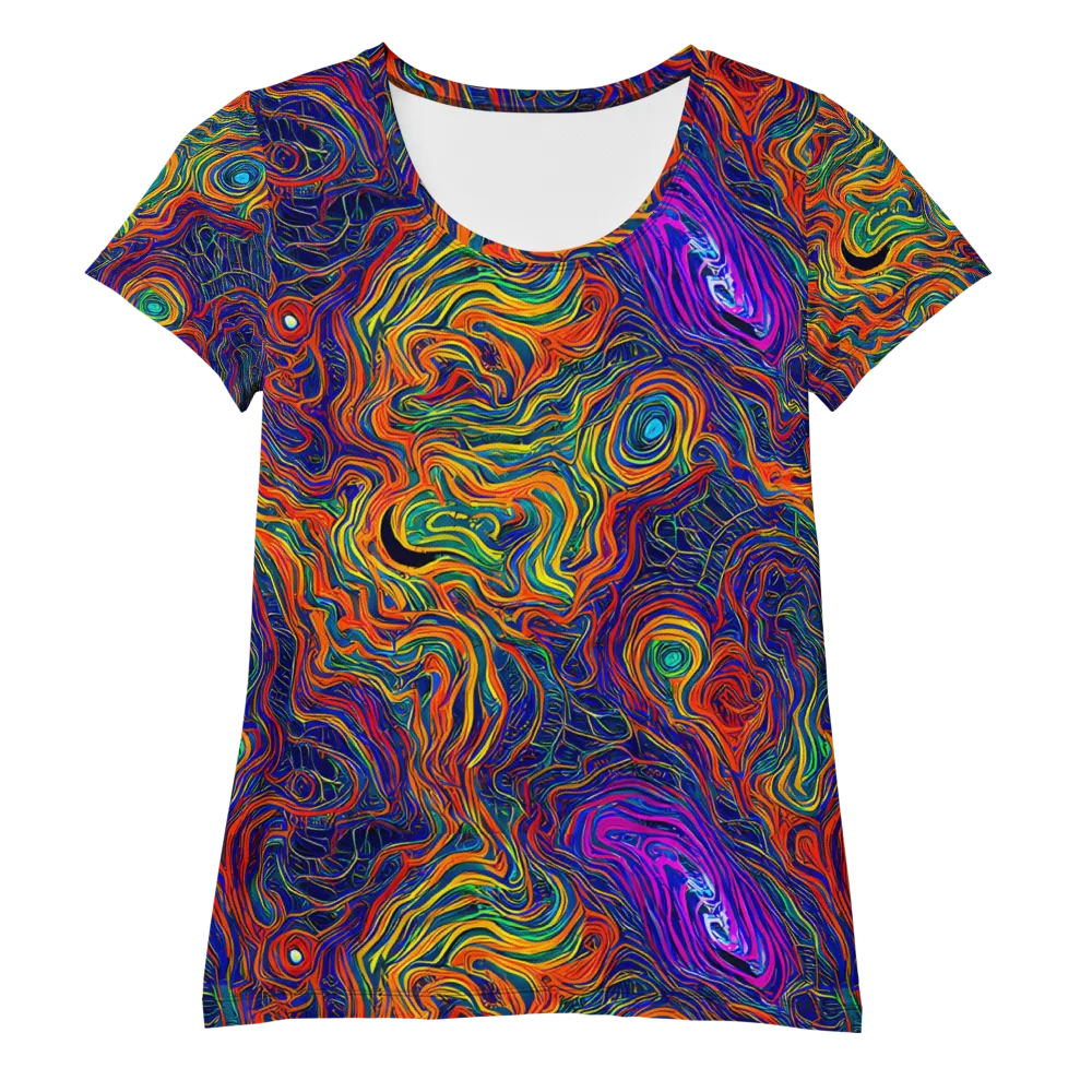 Neon Contours on Women's Athletic T-Shirt — Front