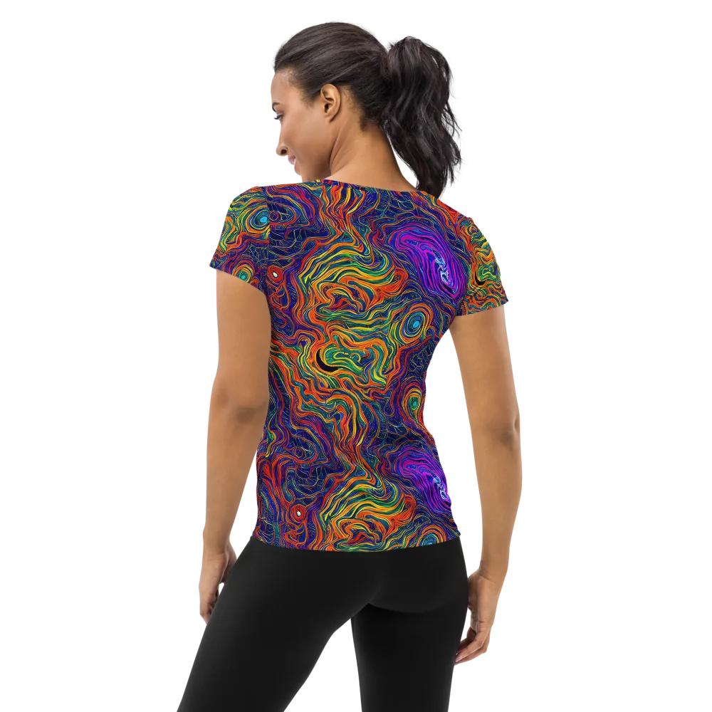 Neon Contours on Women's Athletic T-Shirt — Back
