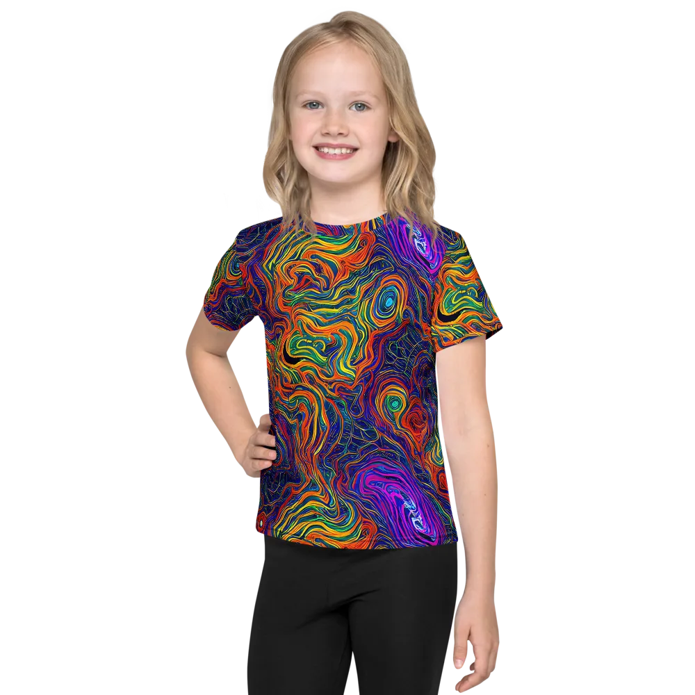 Neon Contours on Kids Crew Neck T-Shirt — Front