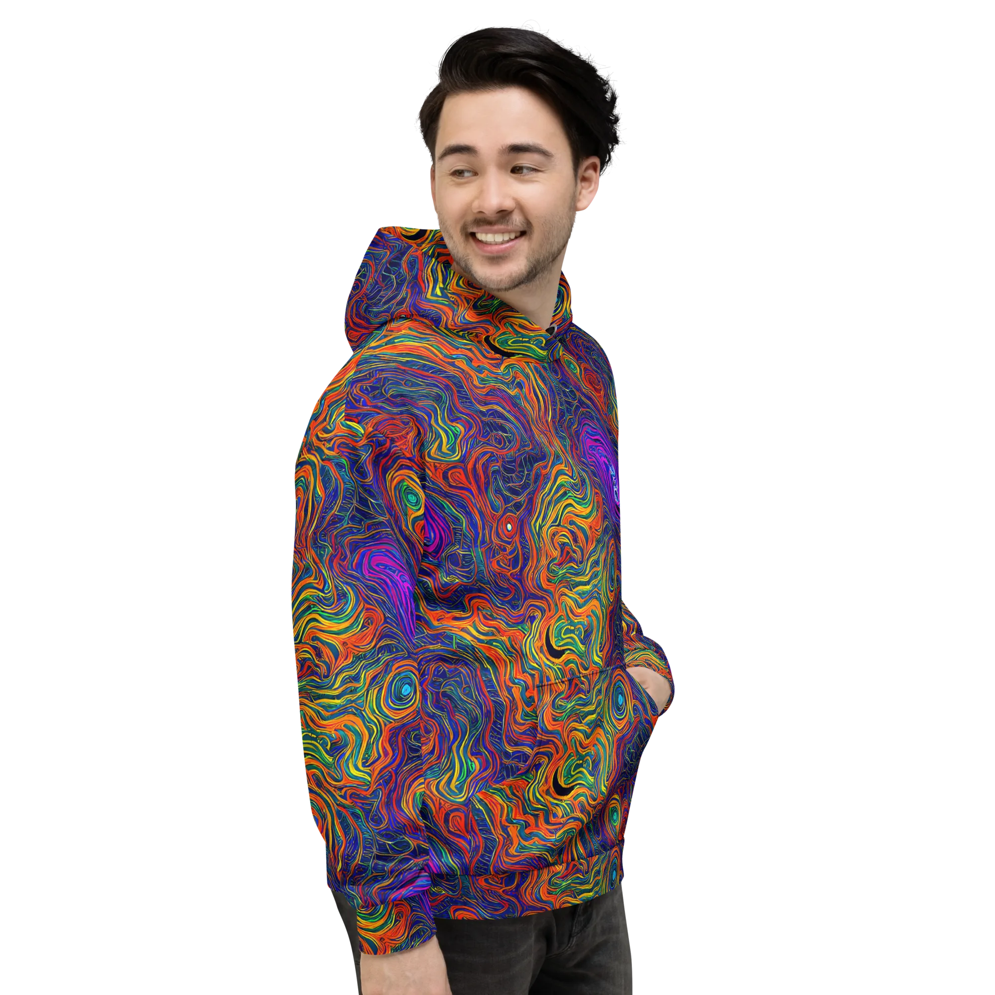 Neon Contours on Hoodie — Right