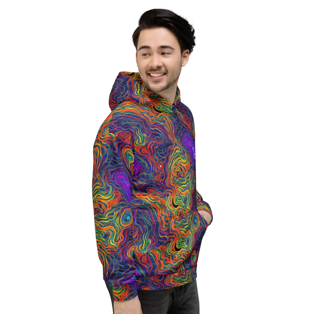 Neon Contours on Hoodie — Right