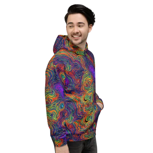 Neon Contours on a Hoodie