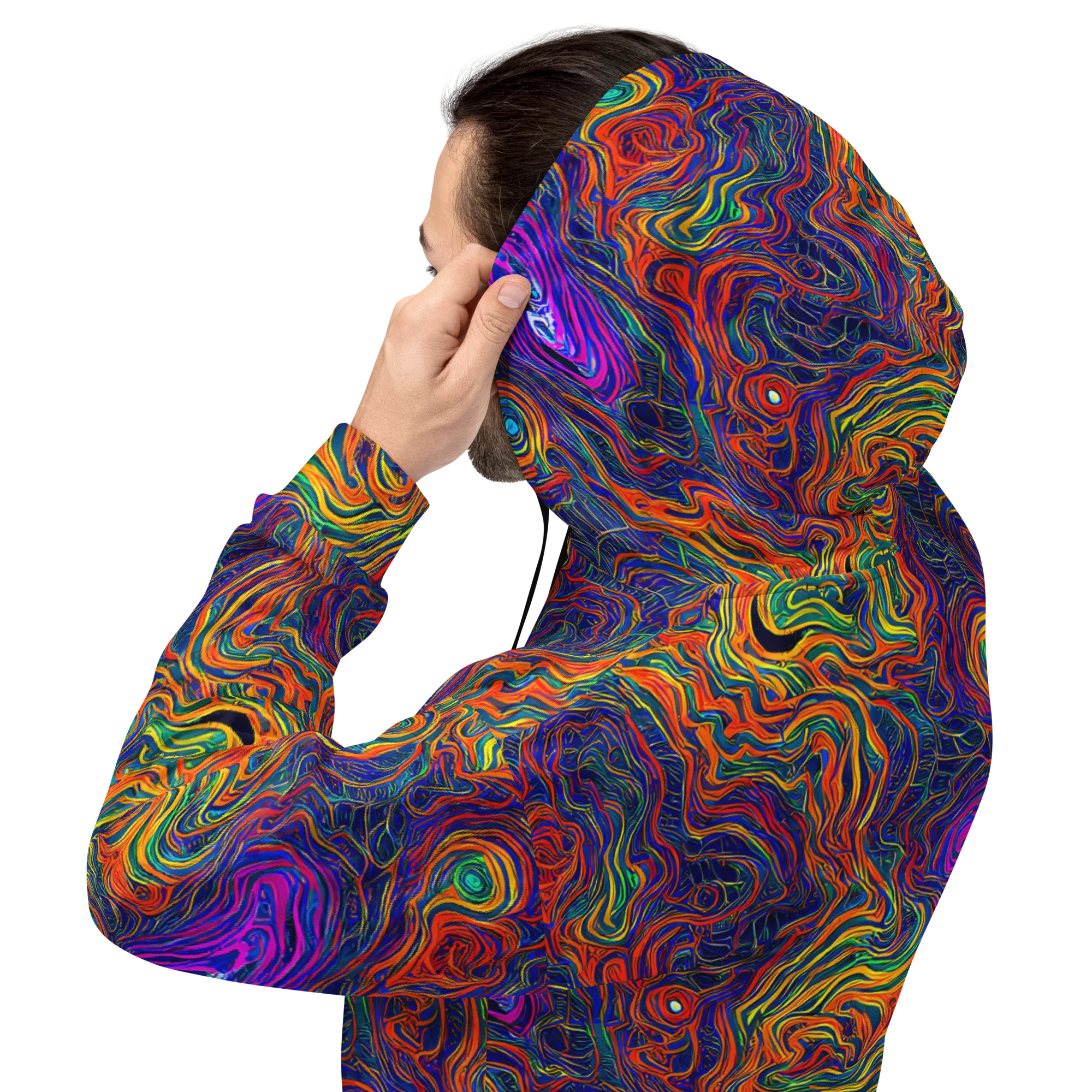 Neon Contours on Hoodie — Back
