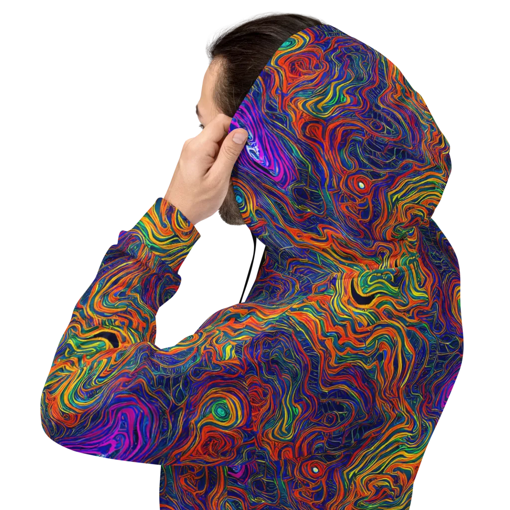 Neon Contours on Hoodie — Back