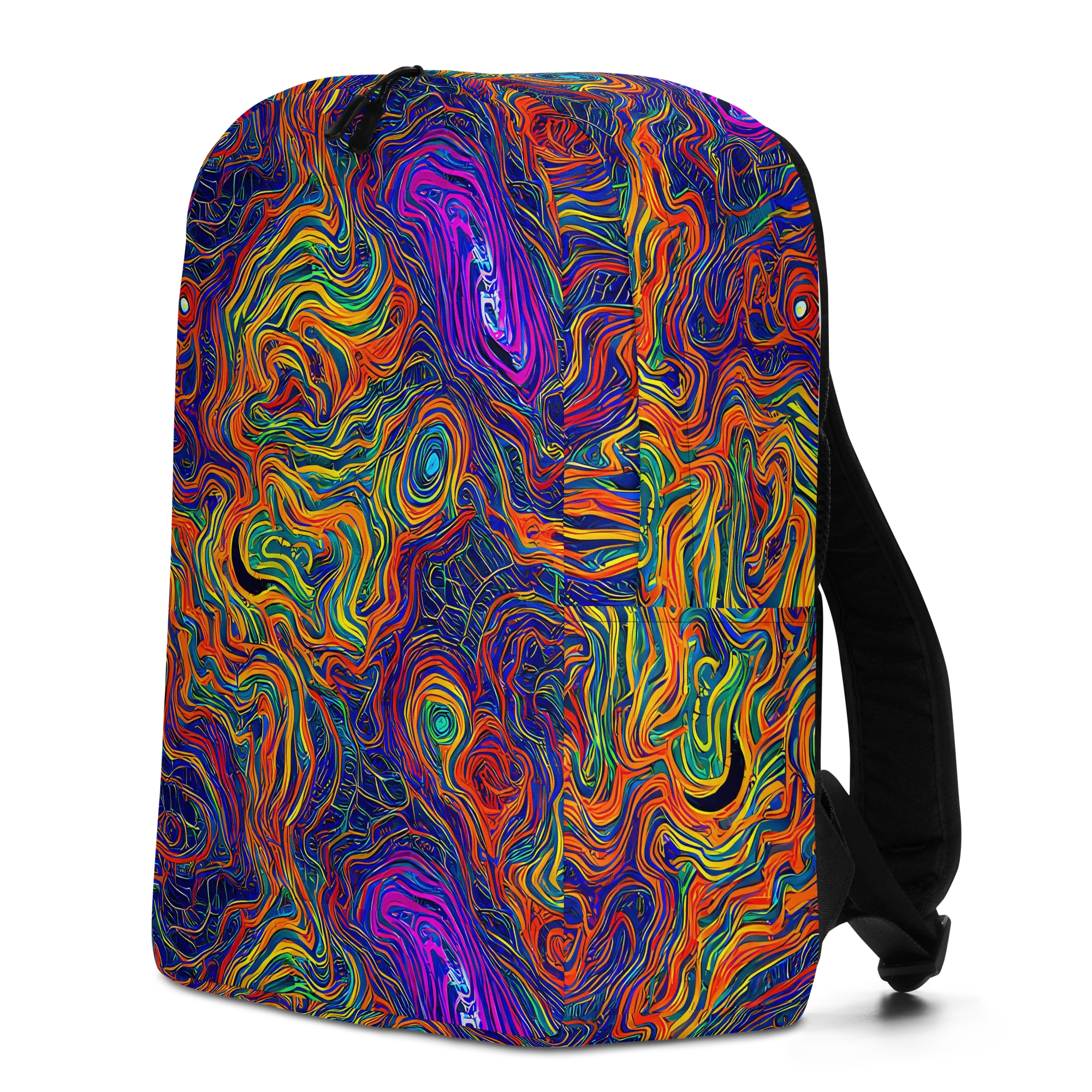 Neon Contours on Minimalist Backpack — Left