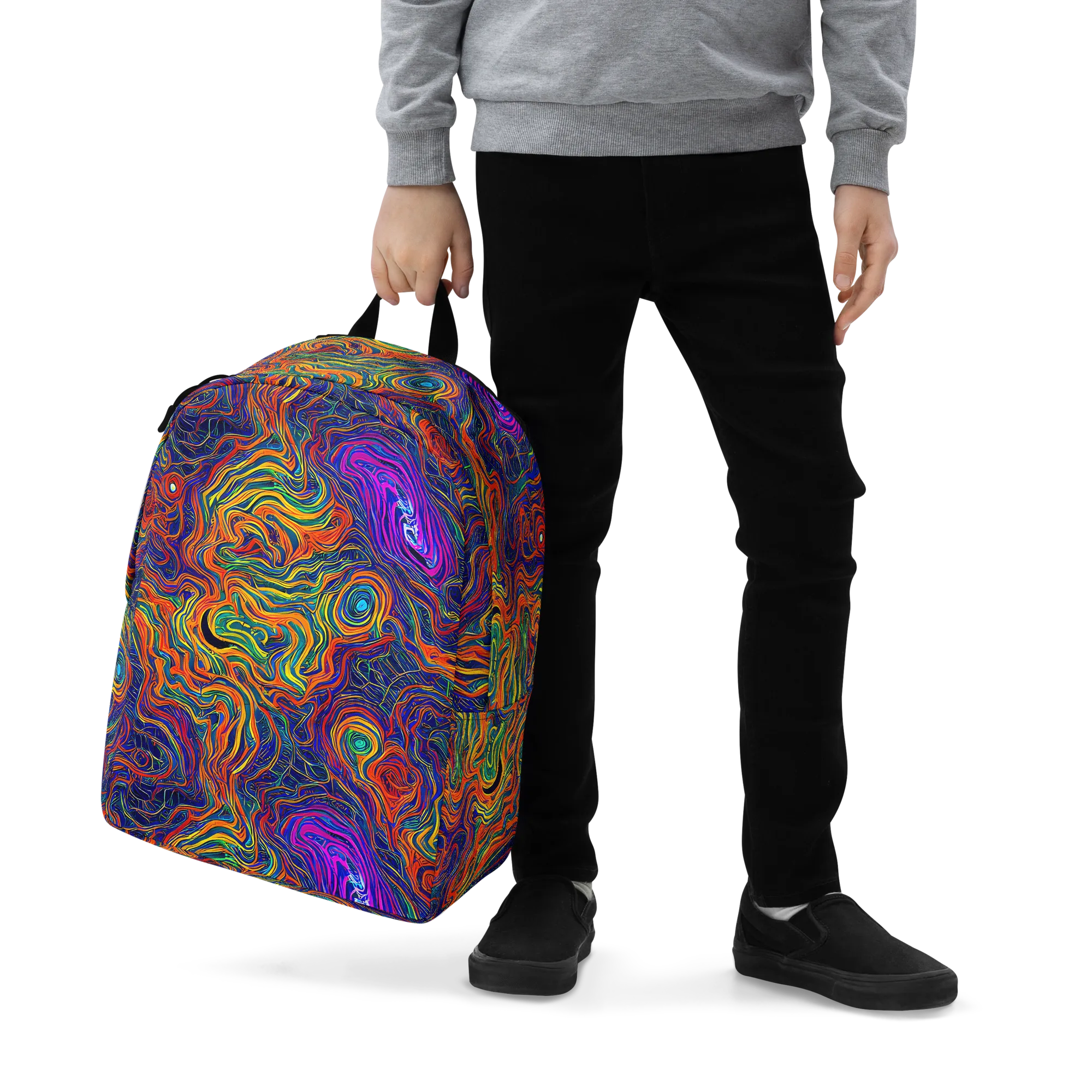 Neon Contours on Minimalist Backpack — Zoomed-in