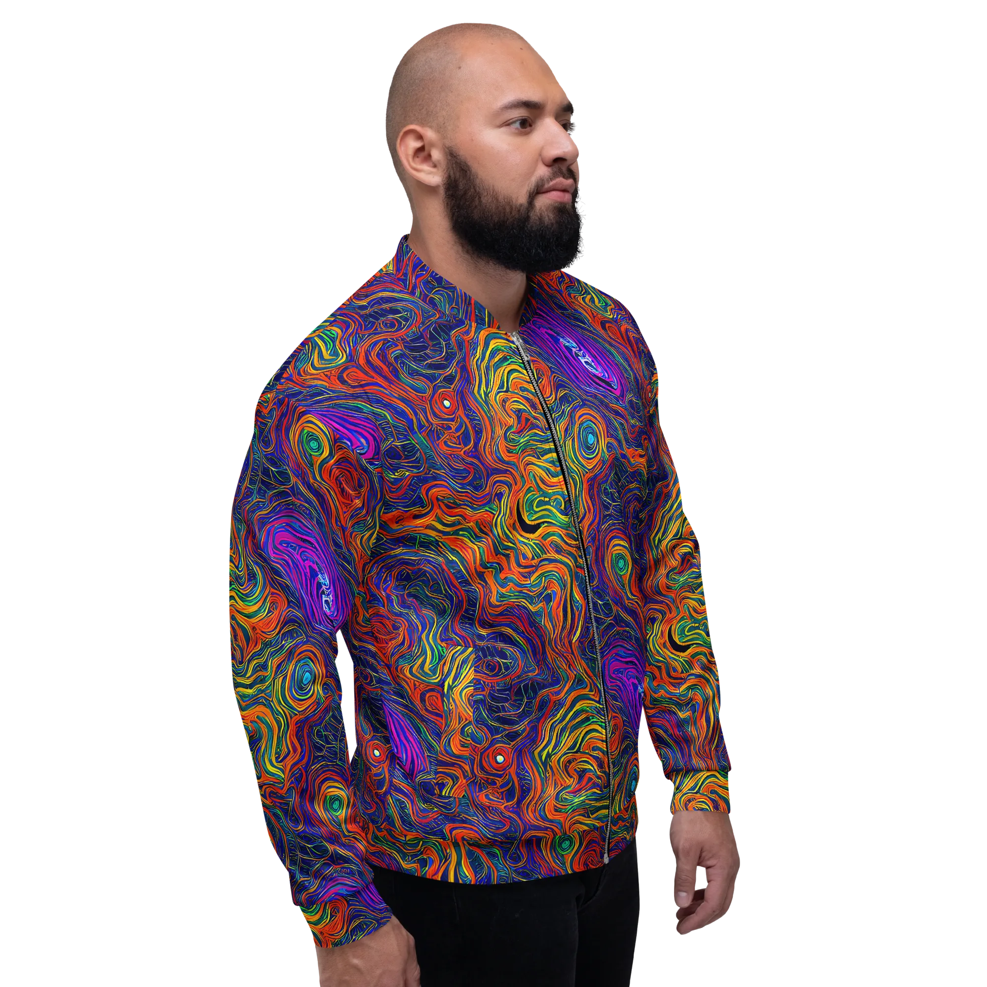 Neon Contours on Bomber Jacket — Right