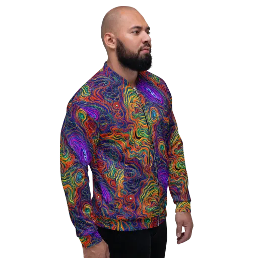 Neon Contours on a Bomber Jacket
