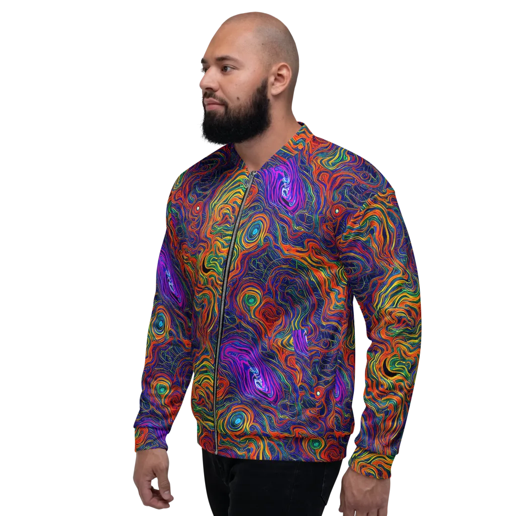 Neon Contours on Bomber Jacket — Left