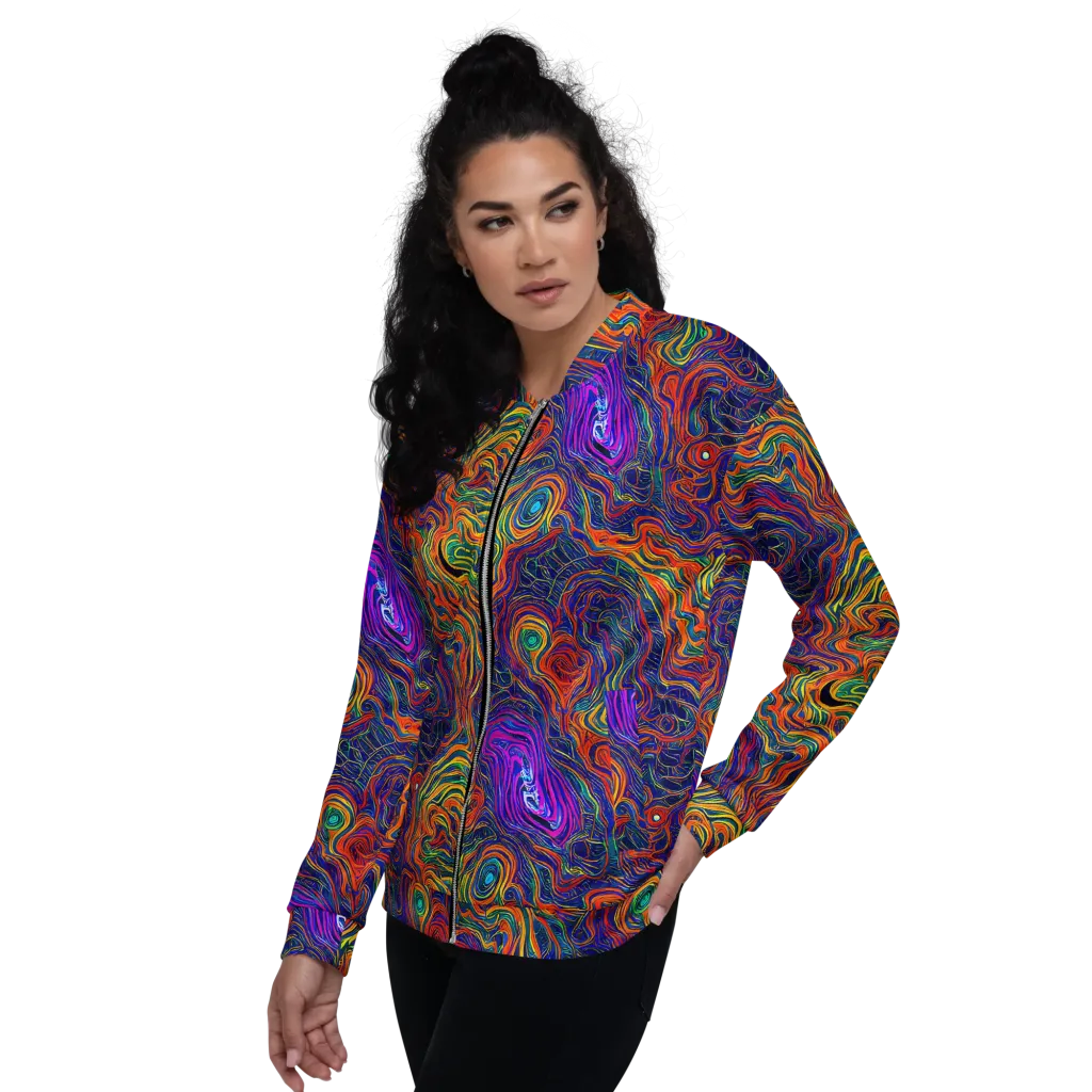 Neon Contours on Bomber Jacket — Left