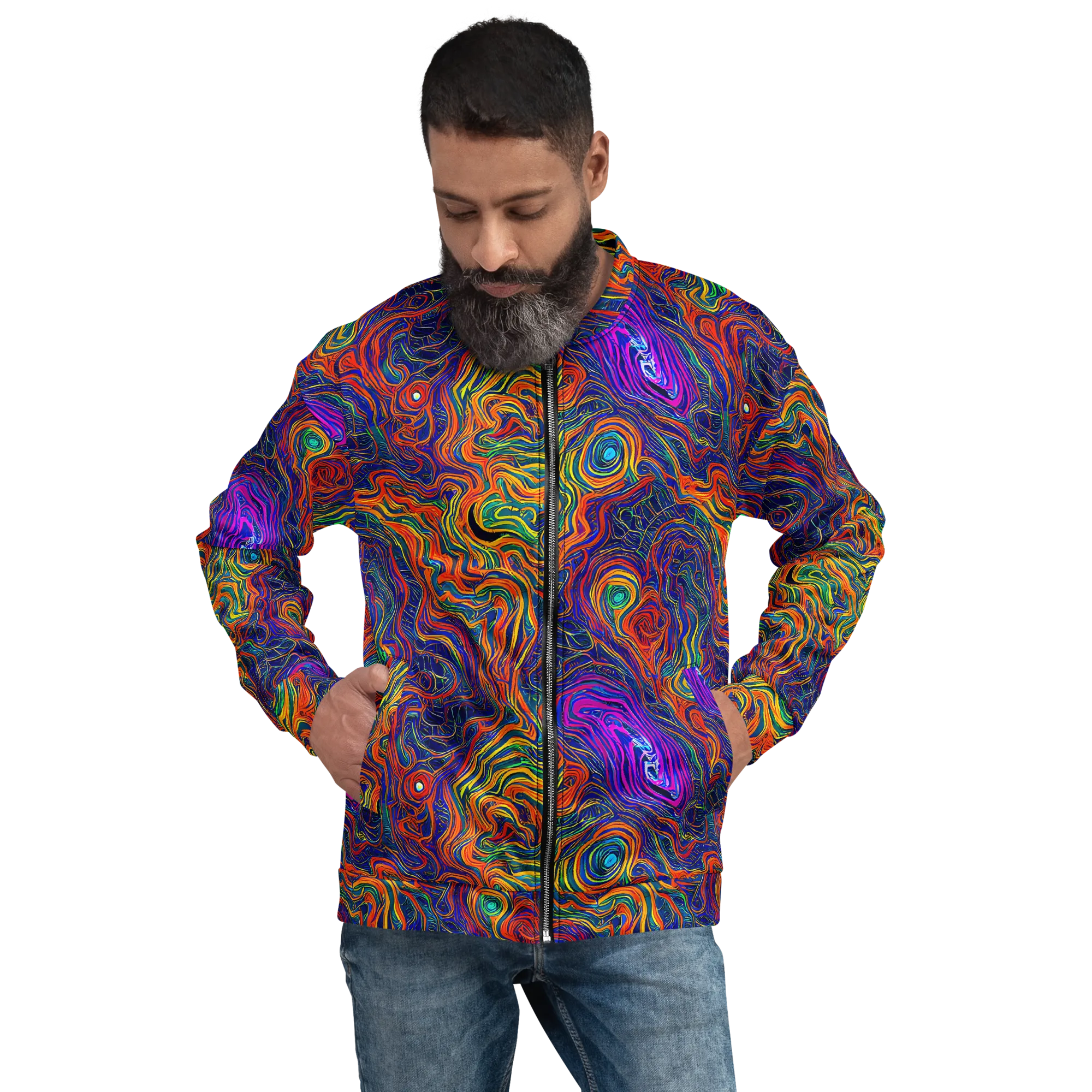 Neon Contours on Bomber Jacket — Front