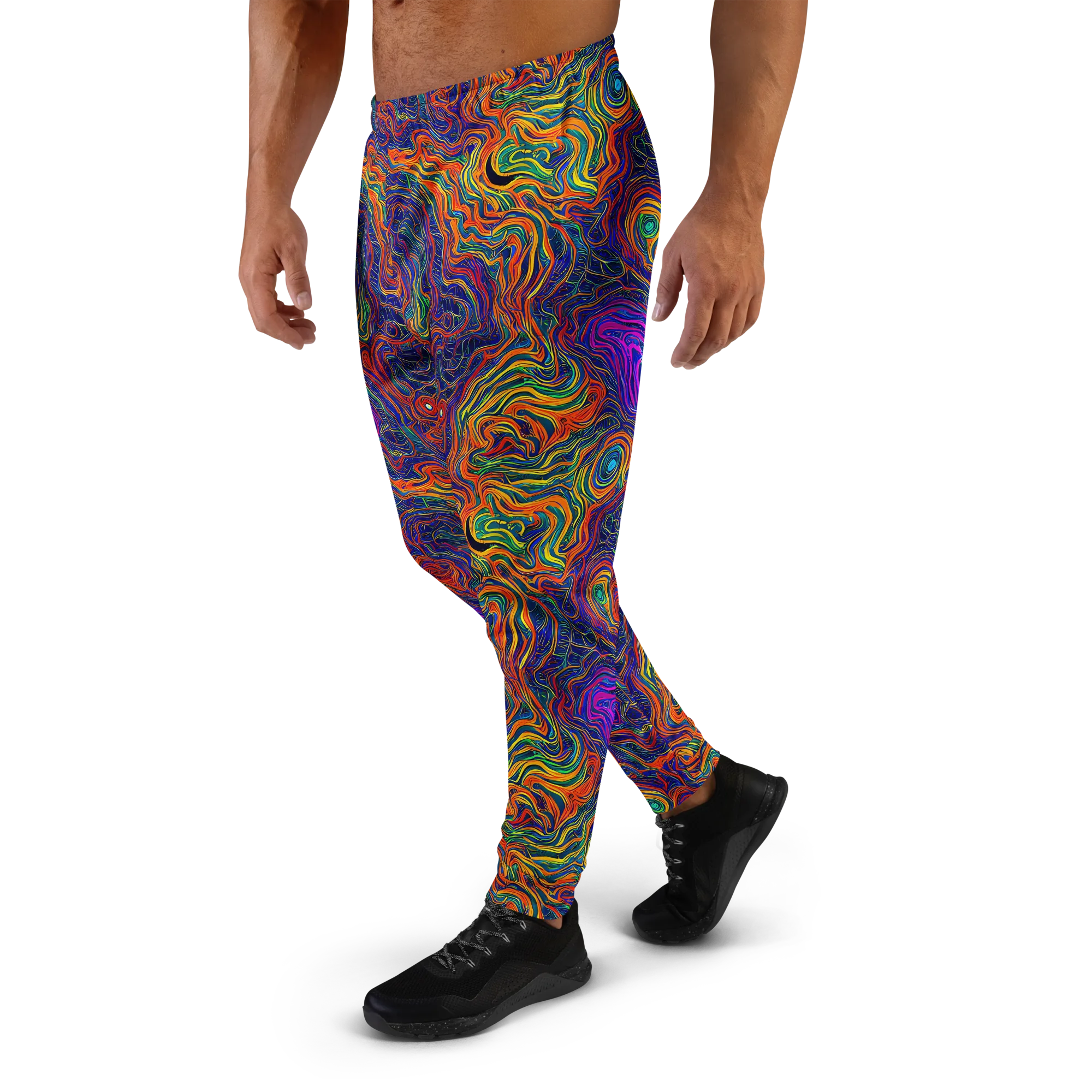 Neon Contours on Men's Joggers — Left