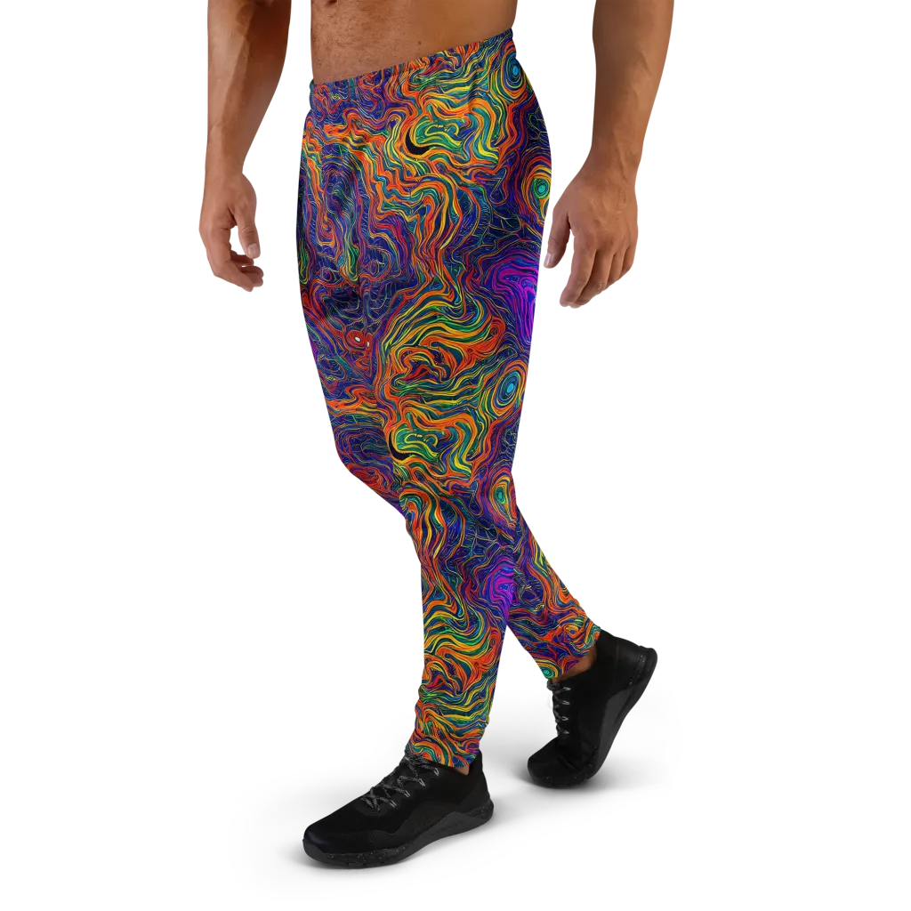 Neon Contours on Men's Joggers — Left