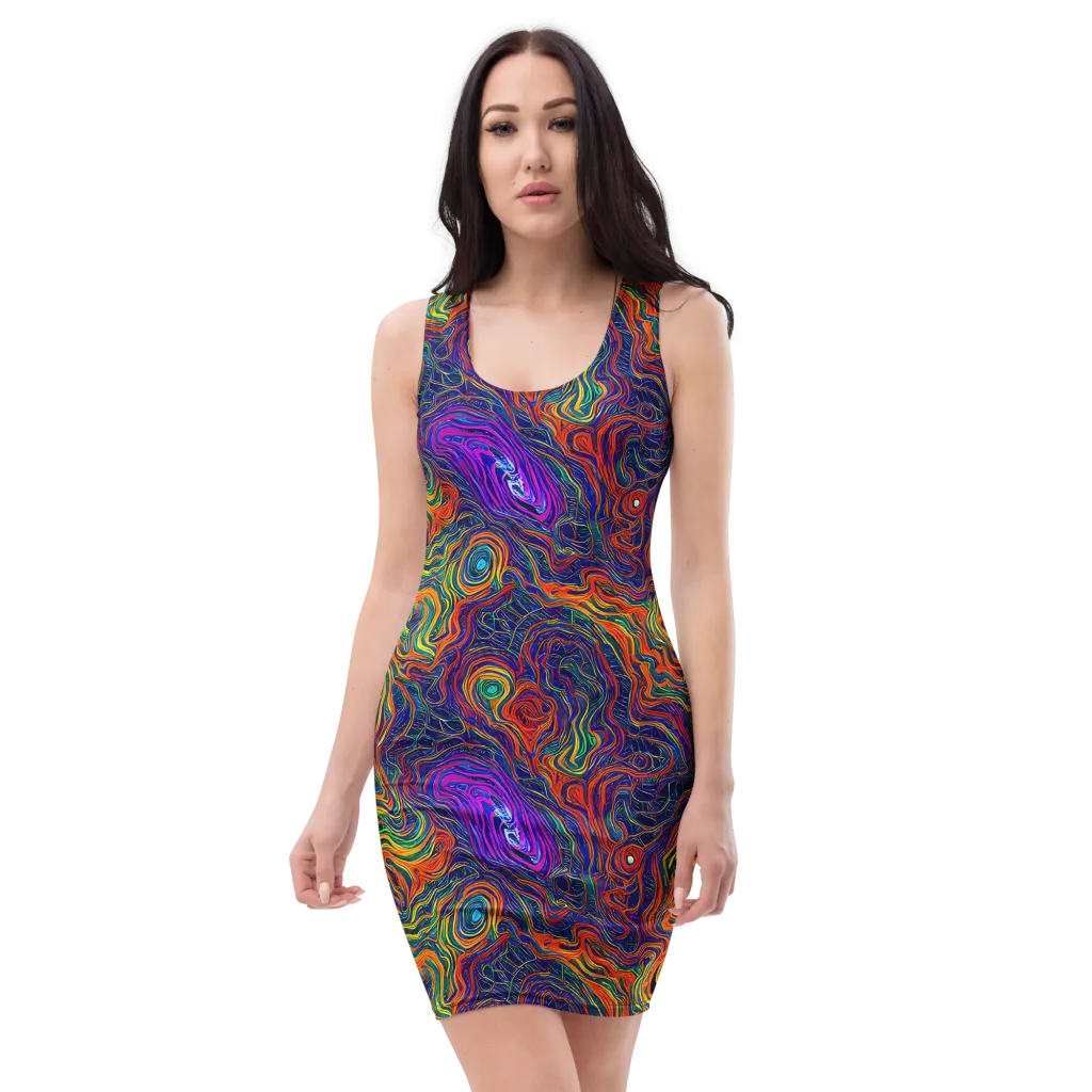 Neon Contours on Bodycon Dress — Front