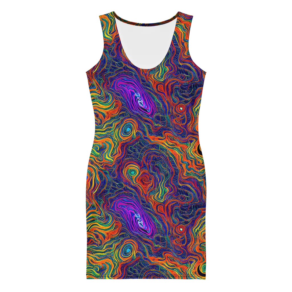 Neon Contours on Bodycon Dress — Front