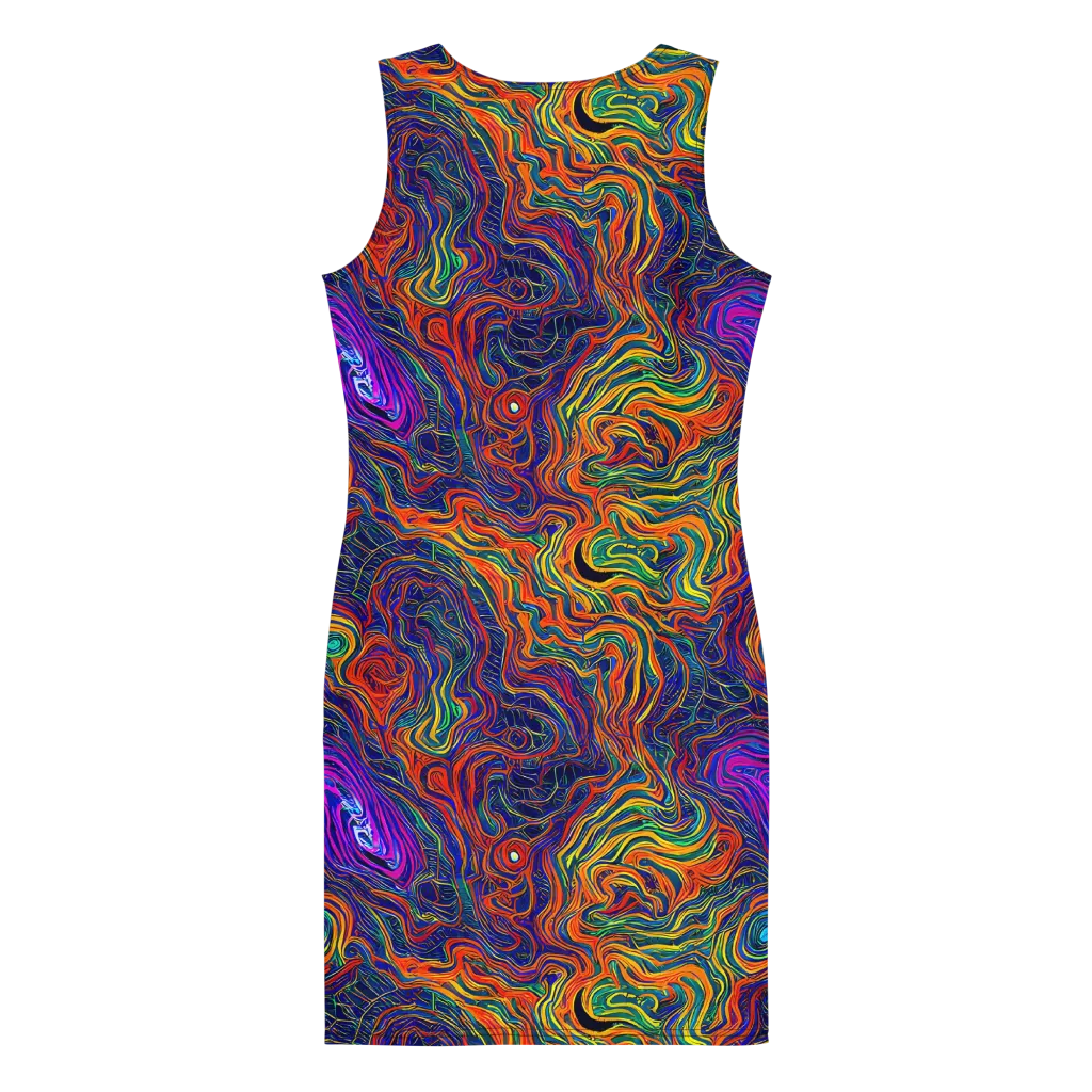 Neon Contours on Bodycon Dress — Back