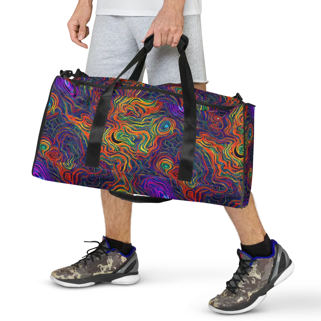 Neon Contours on Duffle Bag — Front