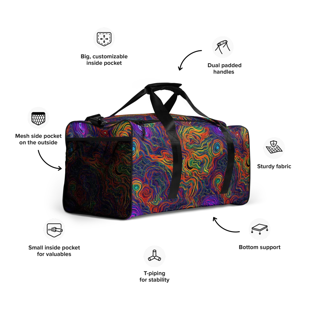 Neon Contours on Duffle Bag — Right Front