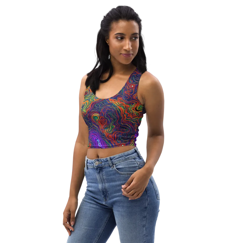 Neon Contours on Crop Top — Left Front