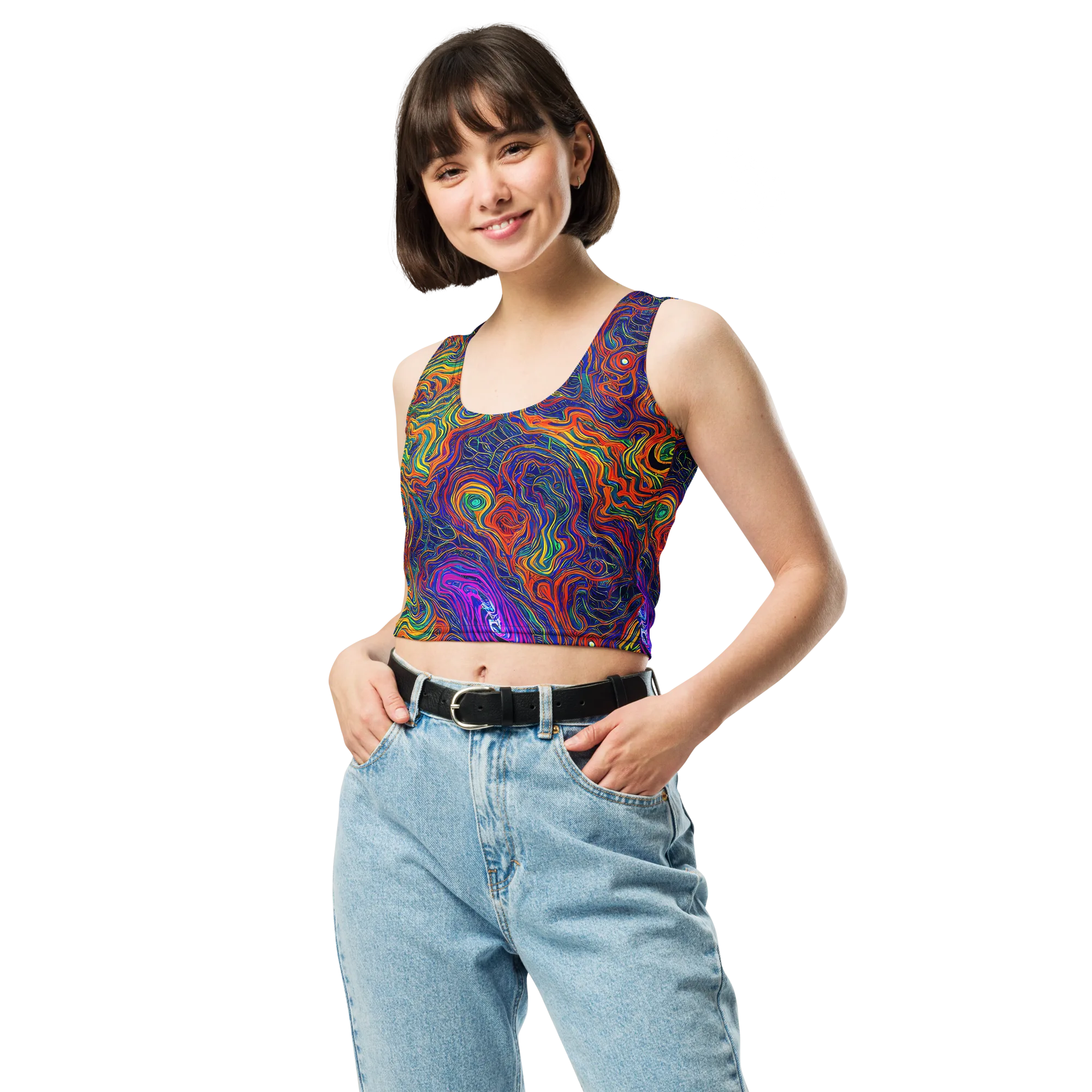 Neon Contours on Crop Top — Front