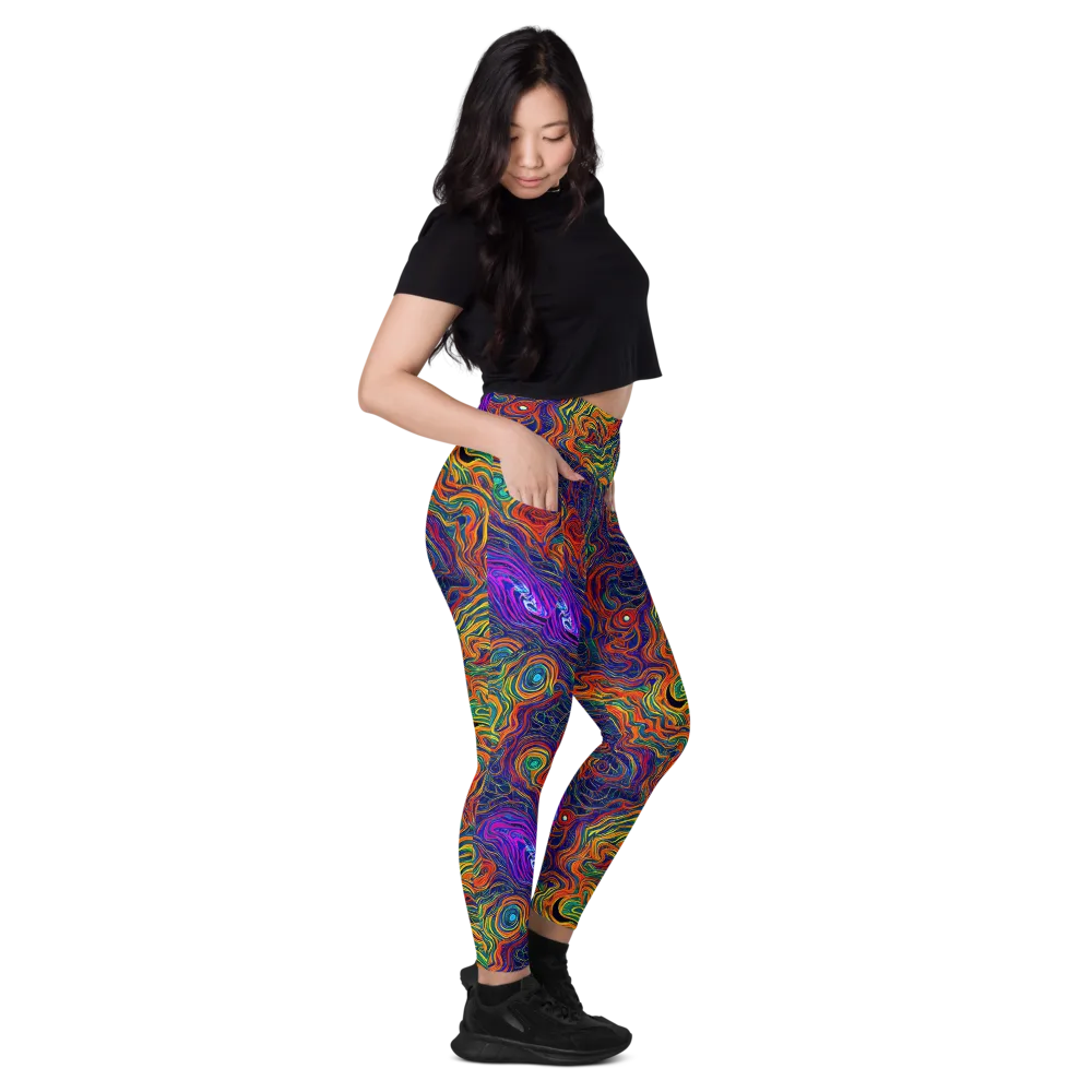 Neon Contours on Leggings with Pockets — Right