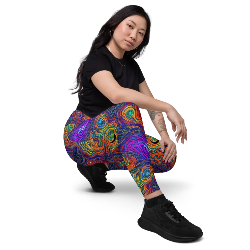 Neon Contours on Leggings with Pockets — Right Front