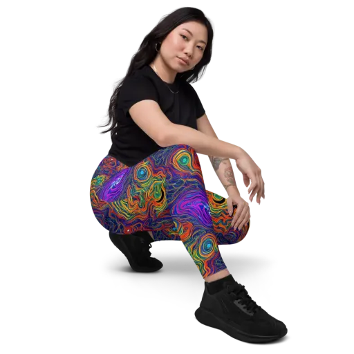 Neon Contours on a Leggings with Pockets