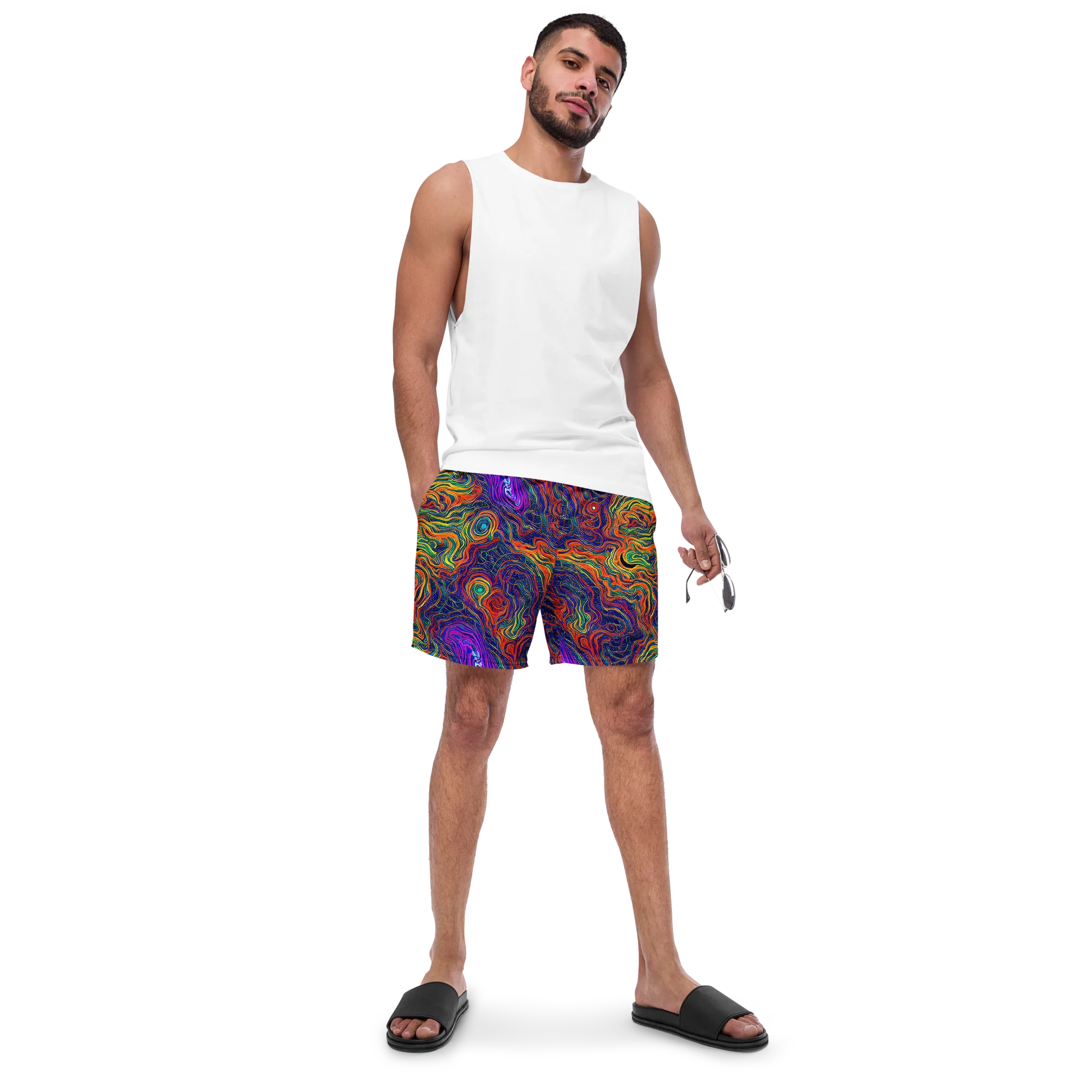 Neon Contours on Swim Trunks — Front