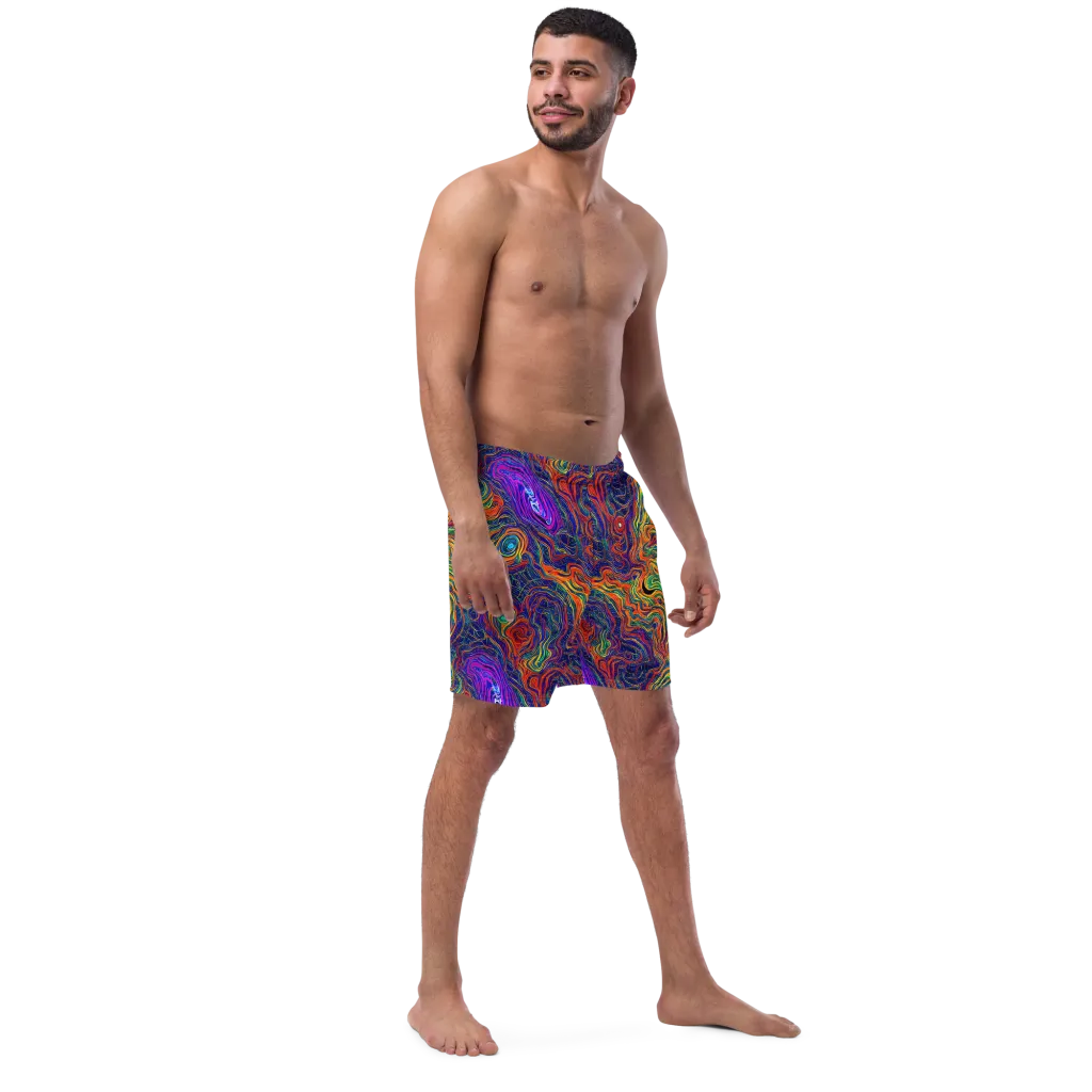 Neon Contours on Swim Trunks — Right Front