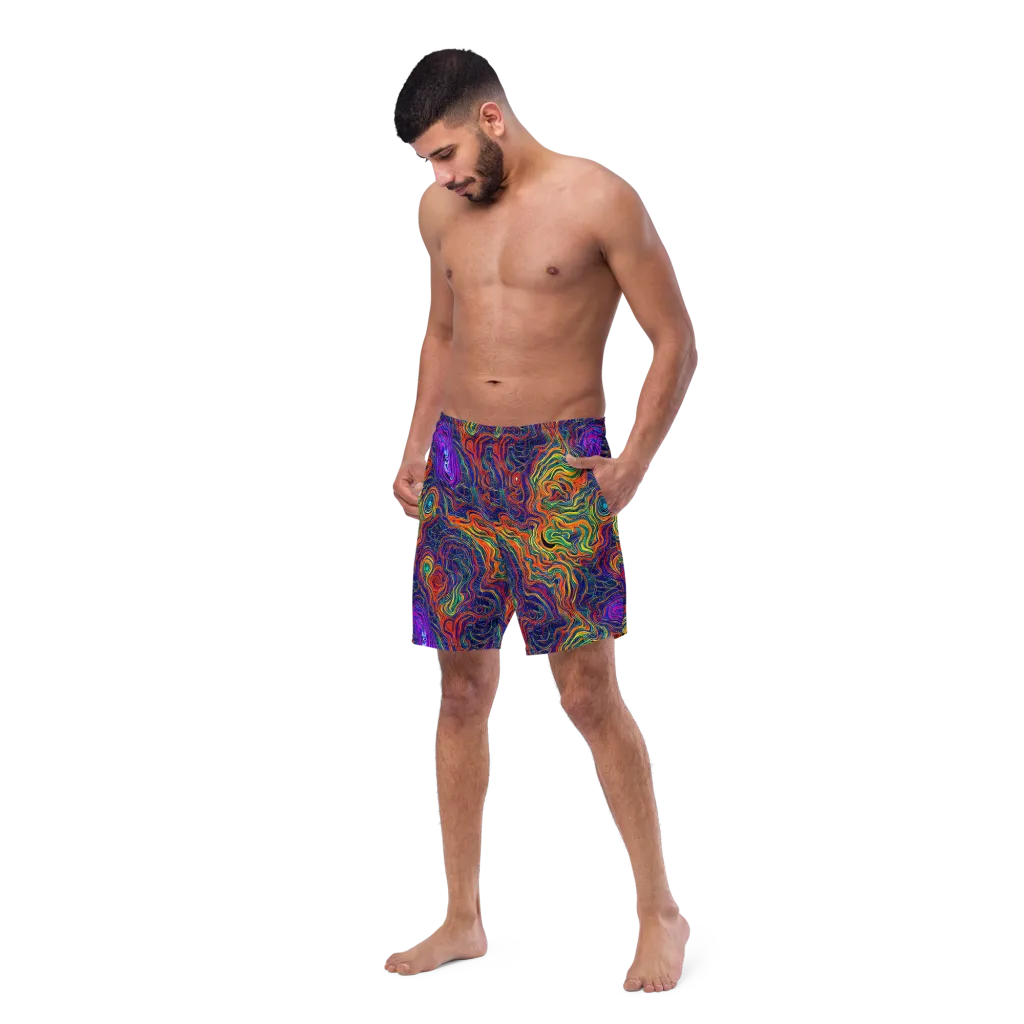 Neon Contours on Swim Trunks — Left Front