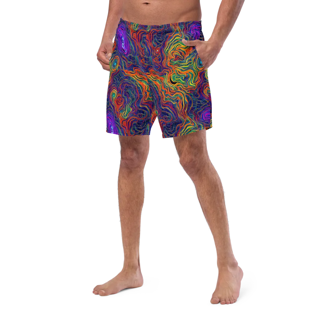 Neon Contours on Swim Trunks — Left Front
