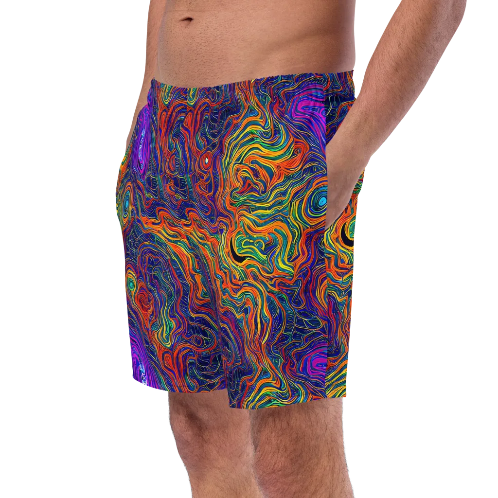 Neon Contours on Swim Trunks — Left Front