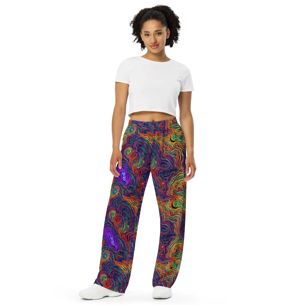 Neon Contours on Wide-Leg Pants — Front