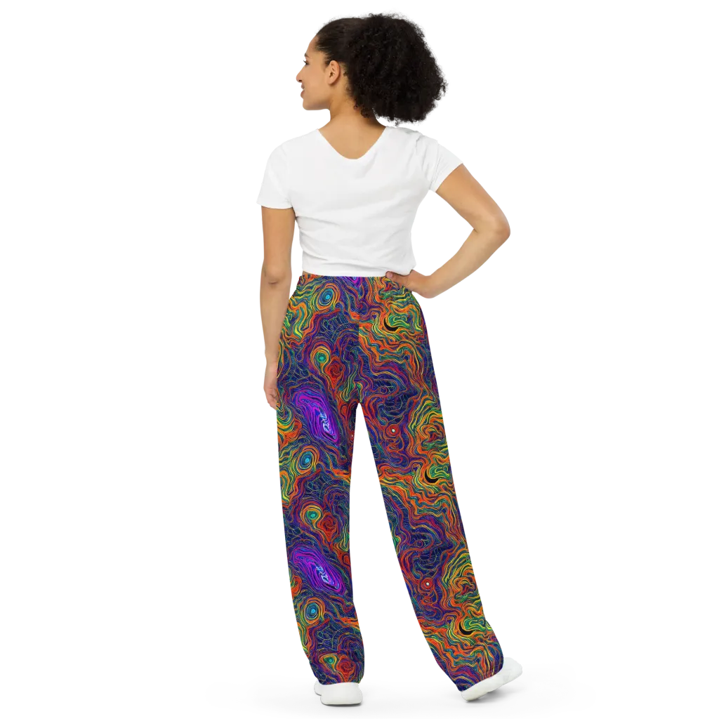 Neon Contours on Wide-Leg Pants — Back