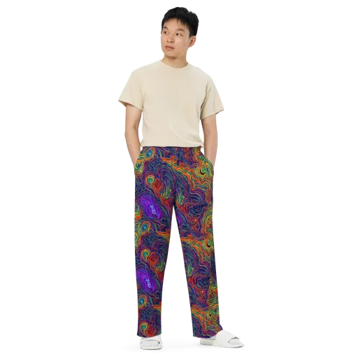 Neon Contours on a Wide-Leg Pants