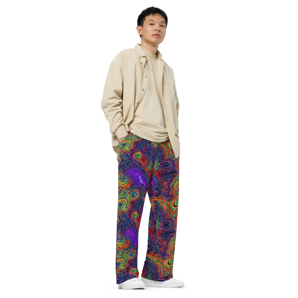 Neon Contours on Wide-Leg Pants — Right Front