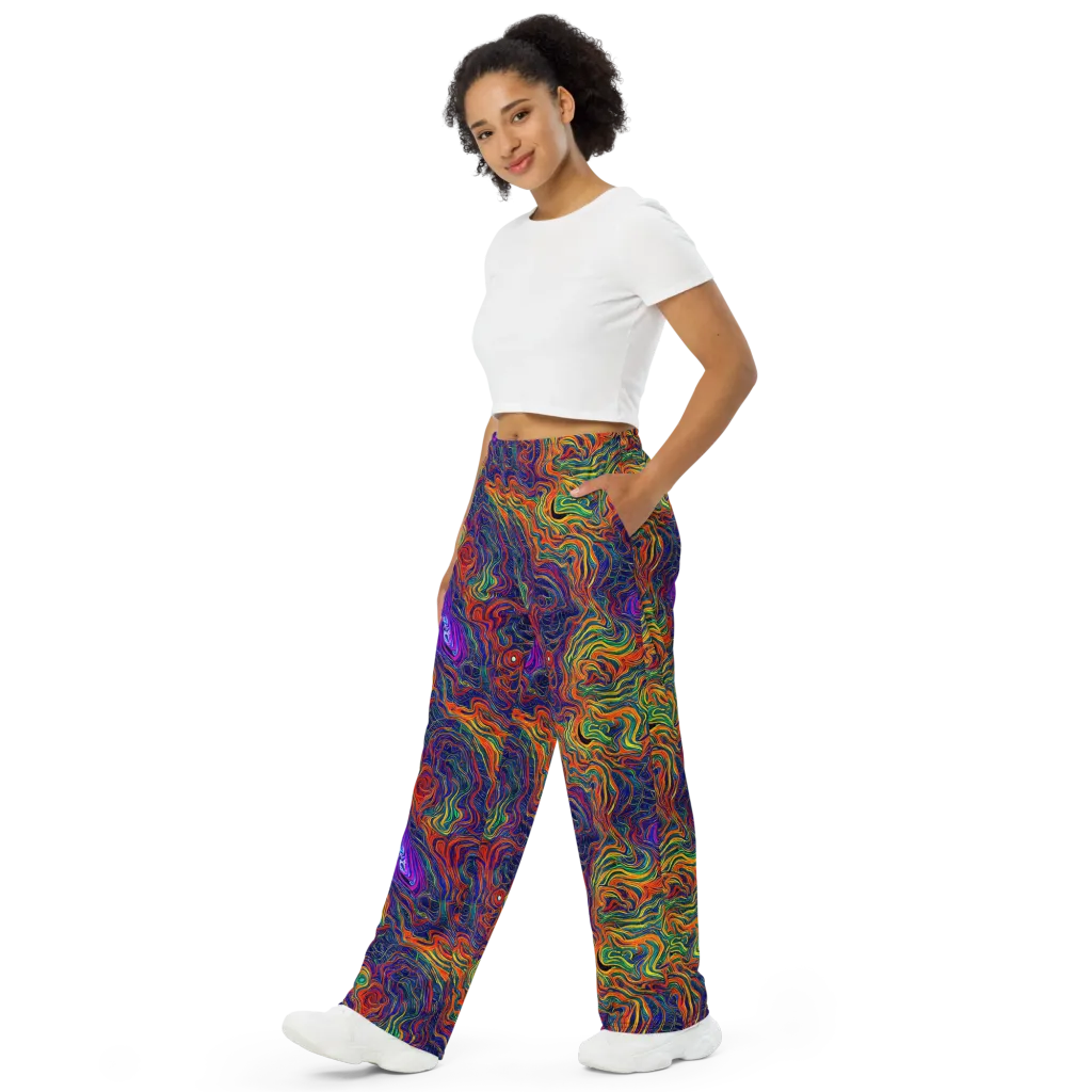 Neon Contours on Wide-Leg Pants — Left Front