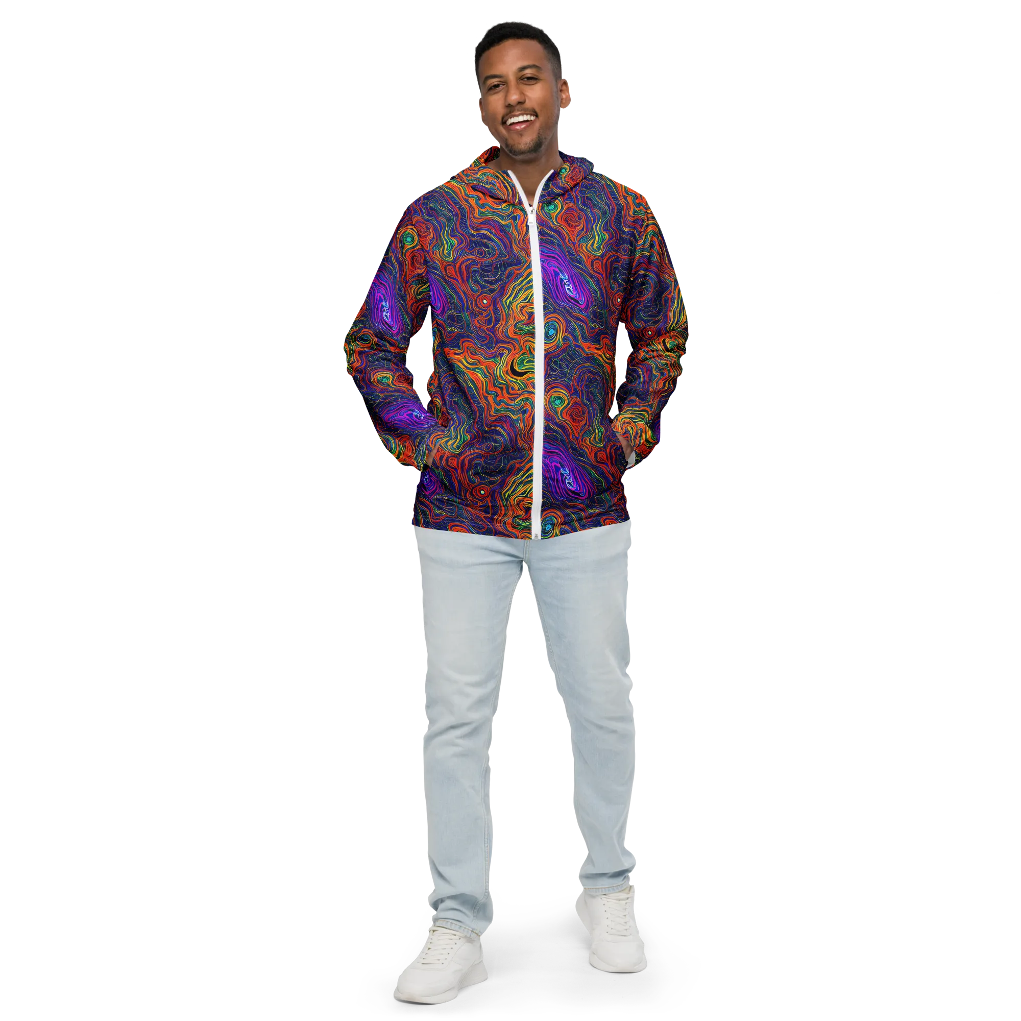 Neon Contours on Men's Windbreaker — Front