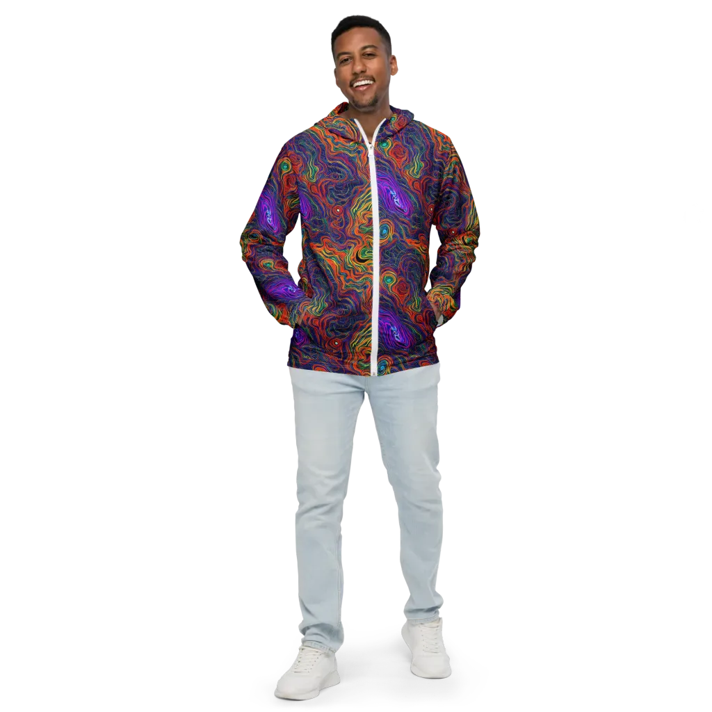Neon Contours on Men's Windbreaker — Front