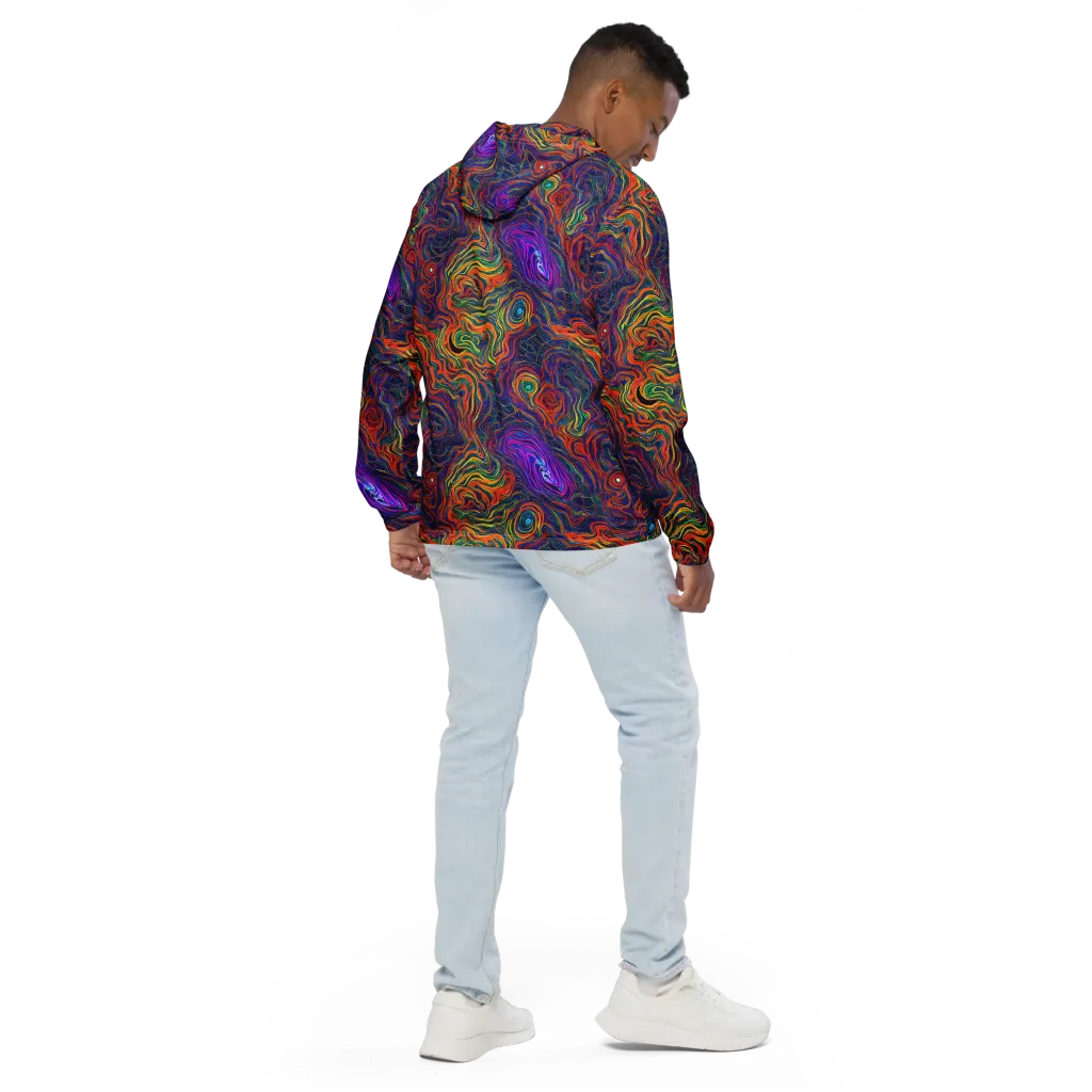 Neon Contours on Men's Windbreaker — Back