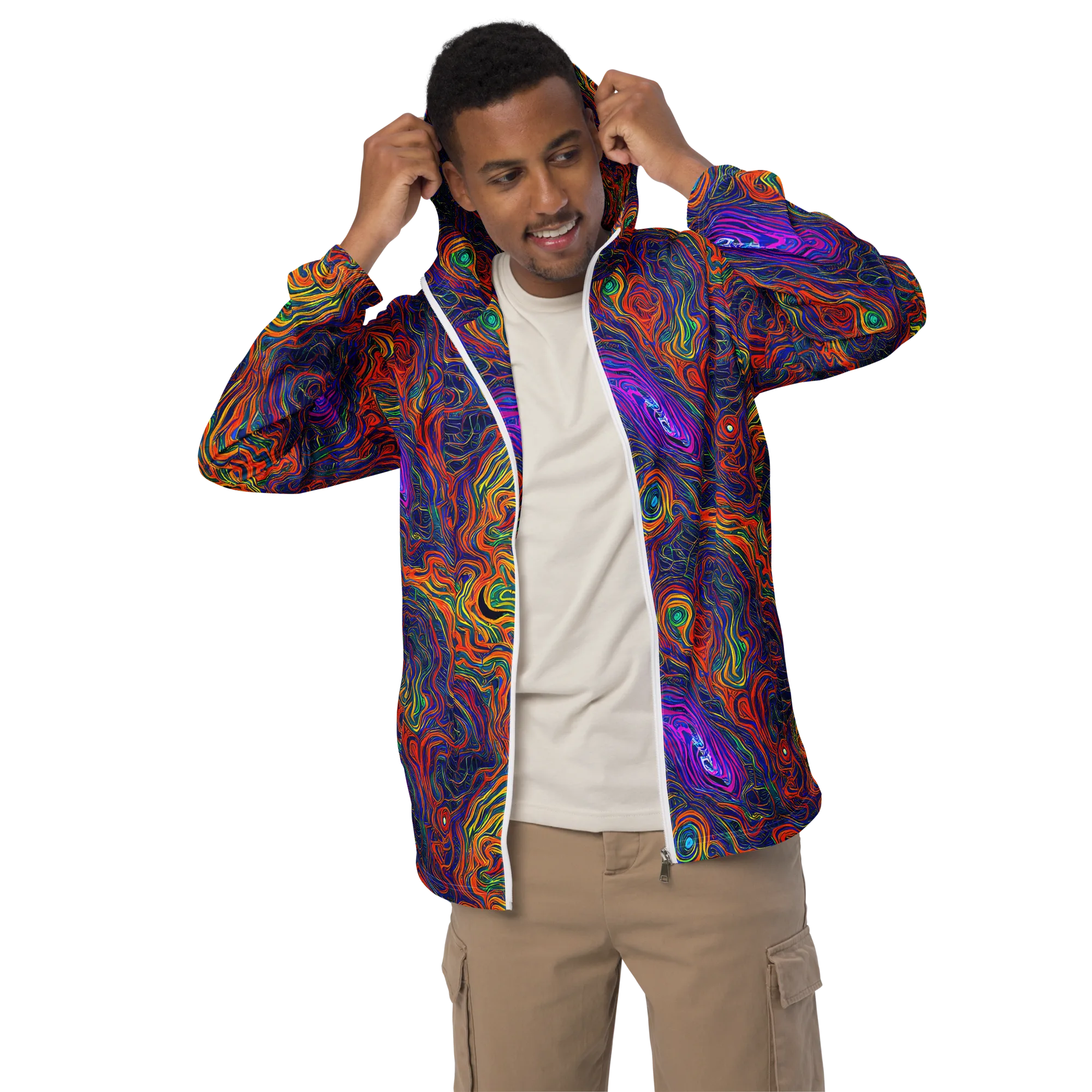 Neon Contours on Men's Windbreaker — Front